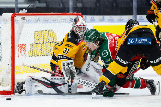 Luleås målvakt Matteus Ward och Frölundas Ivar Stenberg