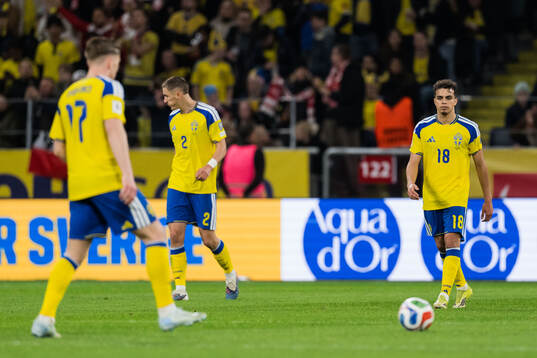 Gustaf Lagerbielke and Yasin Ayari of Sweden looks dejected