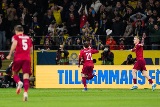 Nicola Zalewski of Poland celebrates the 1-1 goal