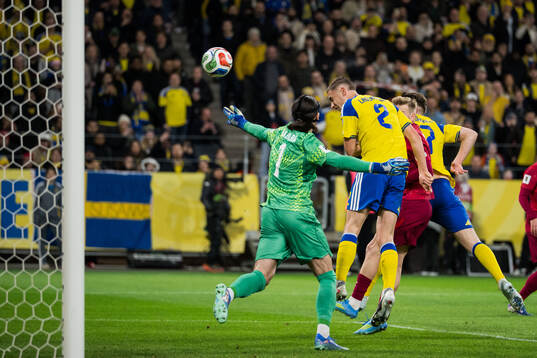Gustaf Lagerbielke of Sweden scores the 2-1 goal against