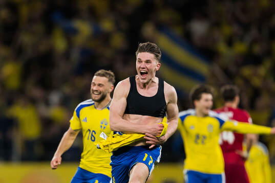 Viktor Gyökeres of Sweden celebrates