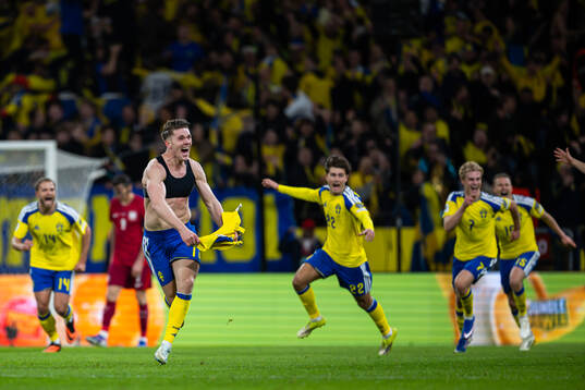 Viktor Gyökeres of Sweden celebrates