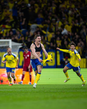 Viktor Gyökeres of Sweden celebrates