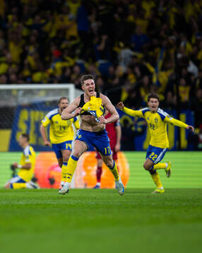 Viktor Gyökeres of Sweden celebrates