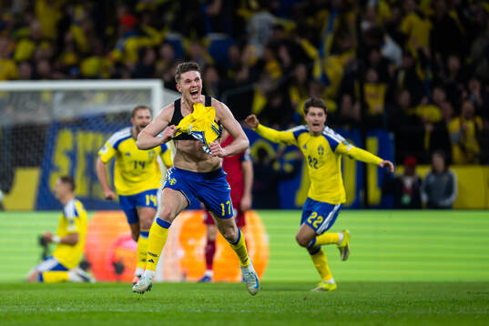 Viktor Gyökeres of Sweden celebrates