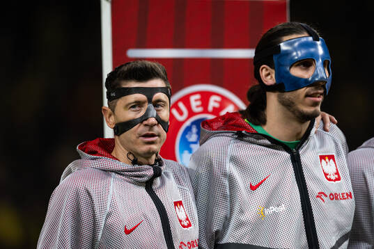 Robert Lewandowski of Poland at line up