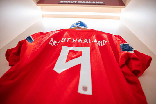 The kit of Erling Braut Haaland of Norway in the dressing