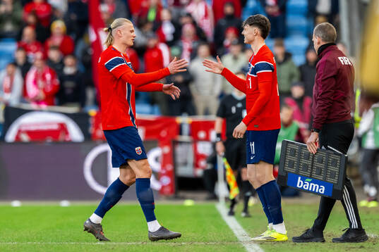 Erling Braut Haaland and Jørgen Strand Larsen of Norway