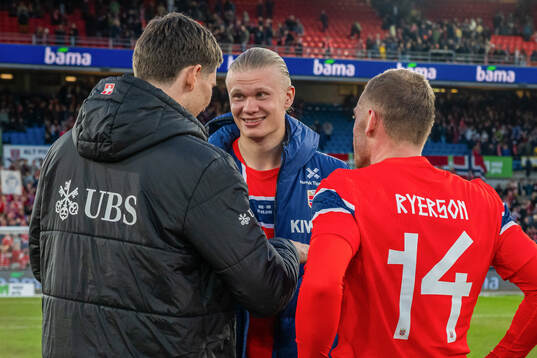 Erling Braut Haaland and Julian Ryerson of Norway