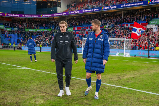 Kristian Thorstvedt and Kristoffer Ajer of Norway