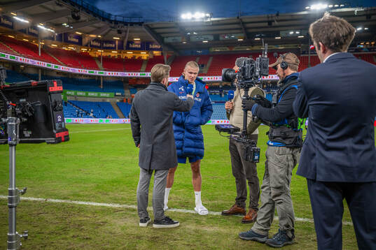 Erling Braut Haaland of Norway is being interviewed by