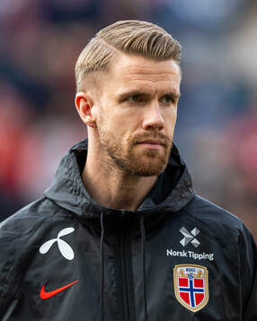 Kristoffer Ajer of Norway line up
