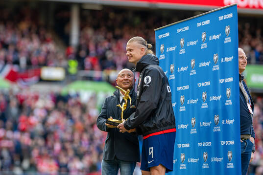 Erling Braut Haaland of Norway with a top scorer award