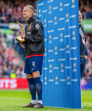 Erling Braut Haaland of Norway with a top scorer award