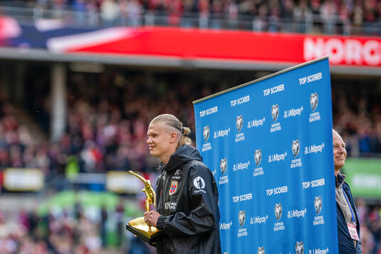 Erling Braut Haaland of Norway with a top scorer award