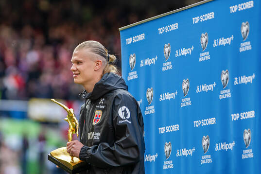 Erling Braut Haaland of Norway with a top scorer award