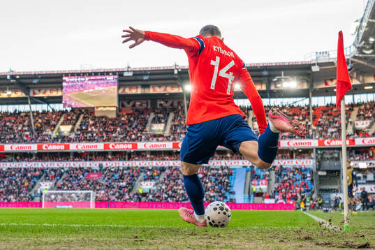 Julian Ryerson of Norway takes a corner kick