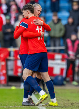 Erling Braut Haaland and Jørgen Strand Larsen of Norway