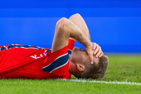 Alexander Sørloth of Norway in pain