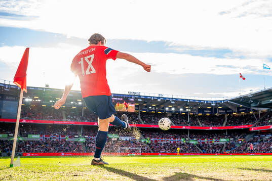 Kristian Thorstvedt of Norway takes a corner kick