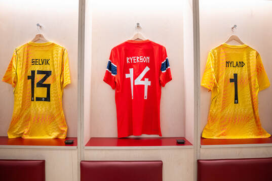 The kits of goalkeeper Egil Selvik, Julian Ryerson and