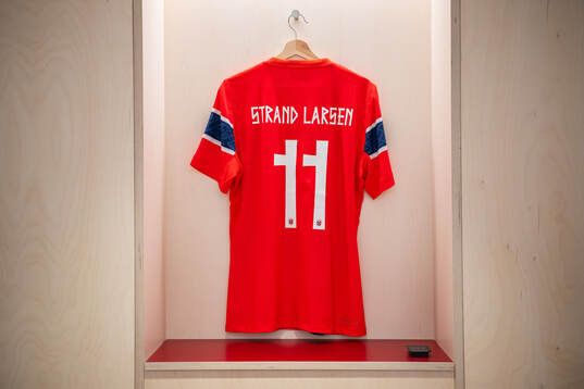 The kit of Jørgen Strand Larsen of Norway in the dressing