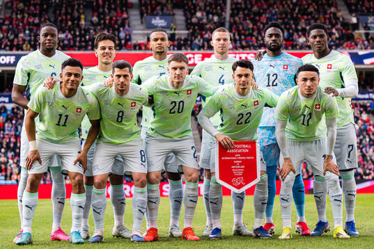 The starting eleven of Switzerland, from the top left;