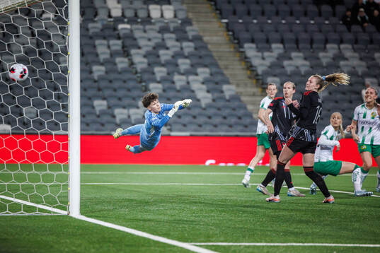 Fanny Peterson of Hammarby (not pictured) scores the 1-0