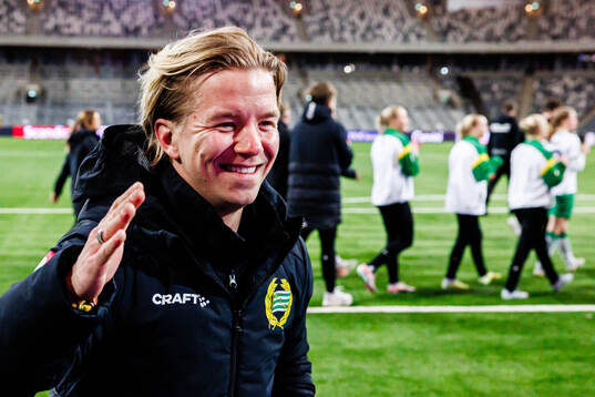 Assistant coach Øyvind Tjelde Haga of Hammarby celebrates