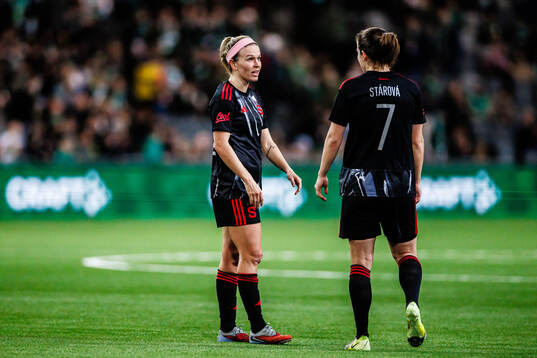 Franny Cerna and Antonie Starova of Sparta Prague looks