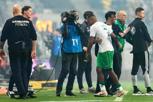 Hammarbys Paulos Abraham och tränare Kalle Karlsson