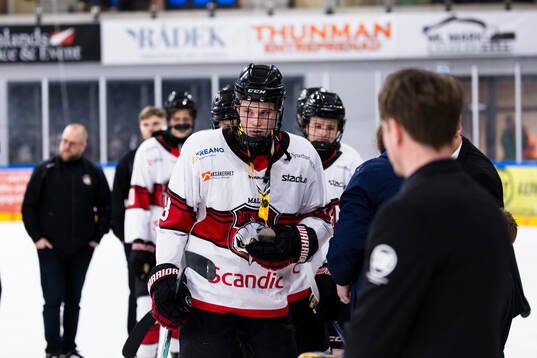 Malmö Redhawks spelare tar emot silvermedaljerna