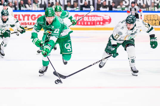 Rögles Fredrik Olofsson och Färjestads Joel Kellman