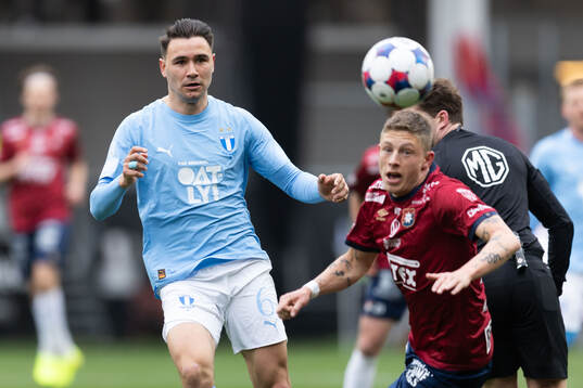 Malmö FFs Yanis Karabelyov och Örgrytes Anton Andreasson