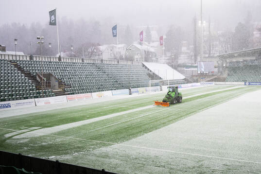 Matchavbrott på grund av snöfall