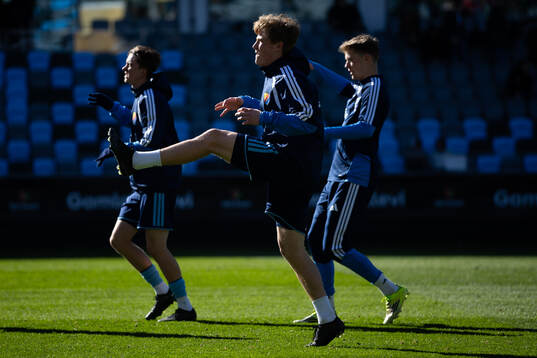 Djurgårdens spelare värmer upp