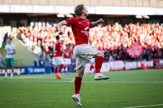 Markus Haaland of Brann celebrates