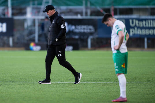 Head coach Thomas Myhre of HamKam looks dejected