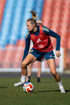 Fridolina Rolfö  of Sweden at a training session