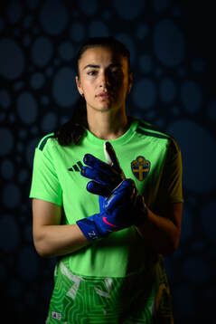 Goalkeeper Zecira Musovic of the Swedish women's national