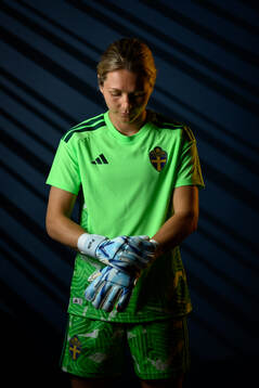 Goalkeeper Jennifer Falk of the Swedish women's national