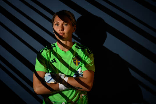 Goalkeeper Jennifer Falk of the Swedish women's national