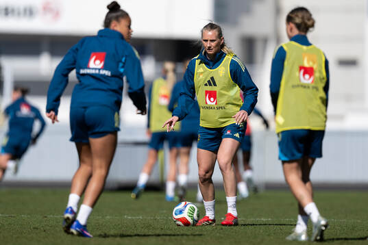 Stina Blackstenius at a training session with the women's
