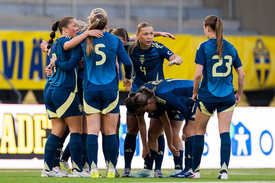 Players of Sweden celebrate