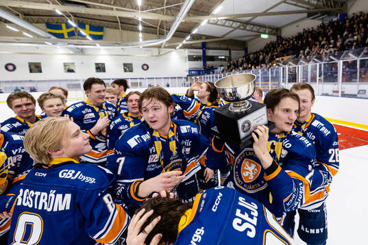 Växjös spelare jublar med SM-bucklan