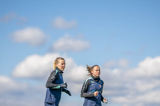 Ada Hegerberg and Caroline Graham Hansen of the Norwegian