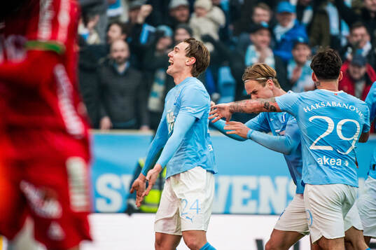 Malmö FFs Oscar Sjöstrand jublar