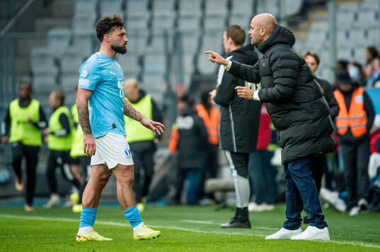 Malmö FFs Sead Haksabanovic och huvudtränare Miguel Angel