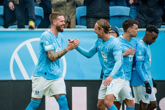Malmö FFs Pontus Jansson och Erik Botheim jublar