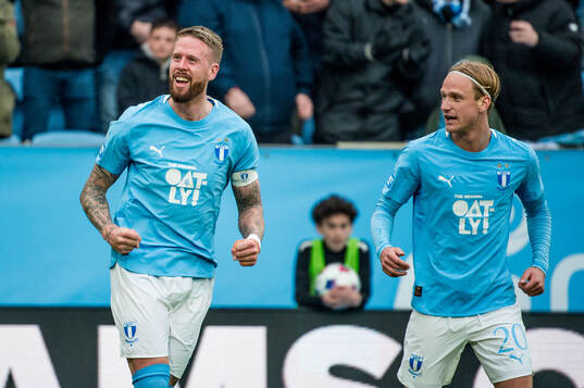 Malmö FFs Pontus Jansson och Erik Botheim jublar